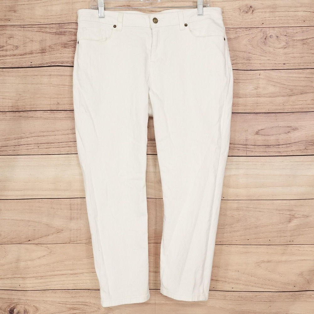 Michael Kors Cropped Jeans Womens 10 White Light Wash Stretch 34x23 Denim